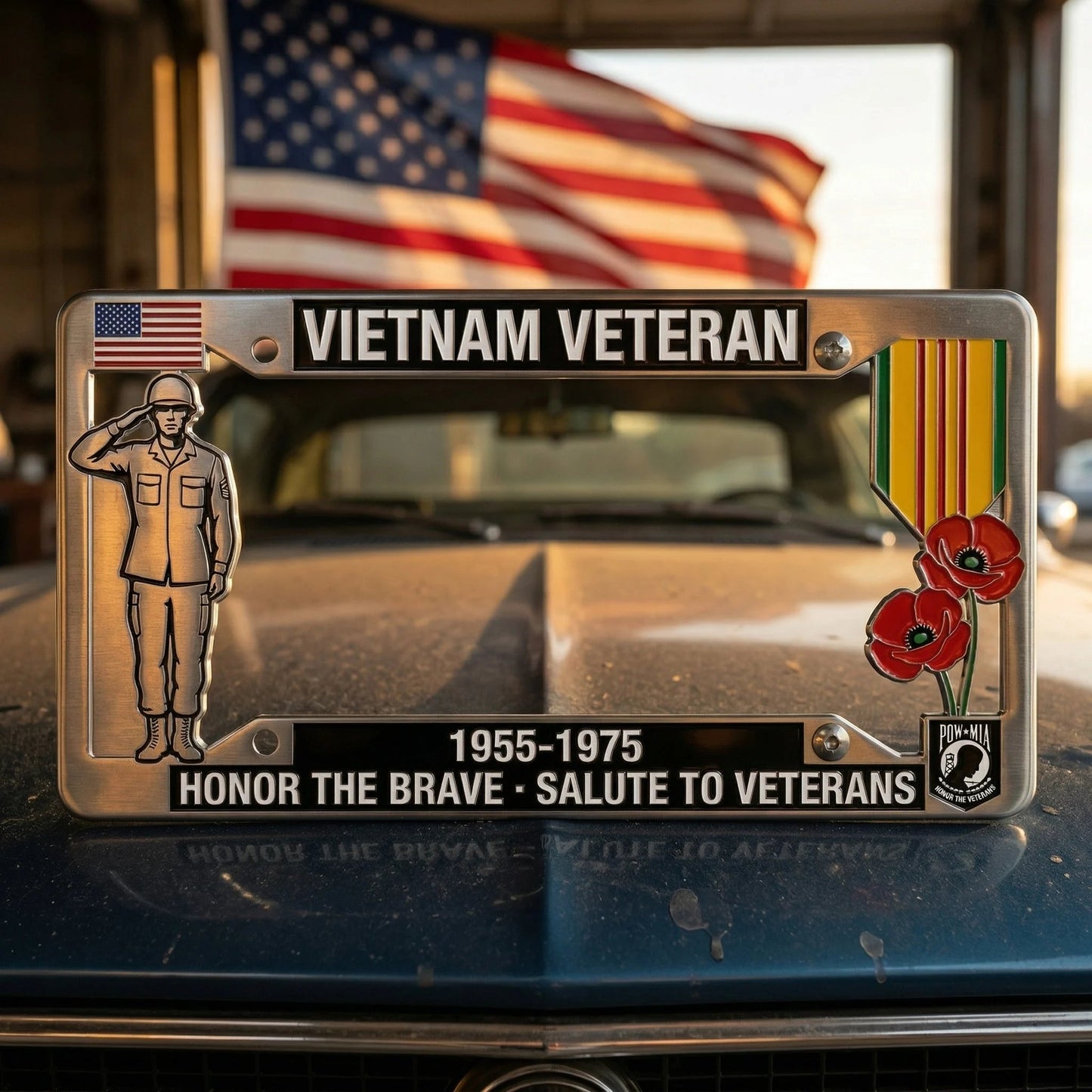 🎖️Vietnam Veteran Tribute License Plate Frame | Perfect for Front & Rear Use