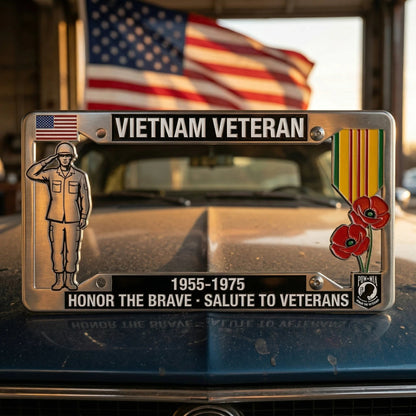 🎖️Vietnam Veteran Tribute License Plate Frame | Perfect for Front & Rear Use