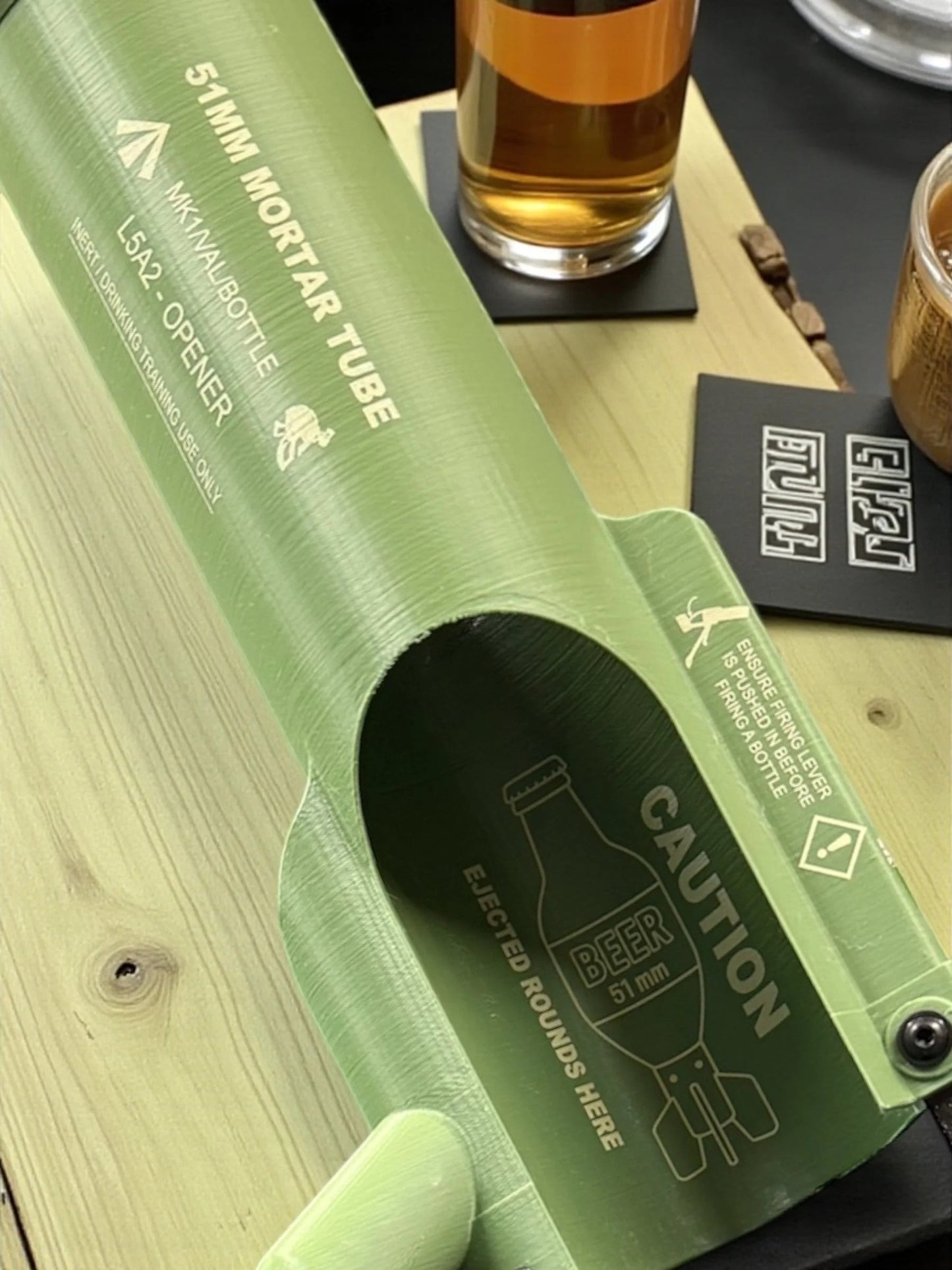 🍾51mm Beer Bottle Mortar Bottle Opener – Novelty Cap-Launching Desk & Bar Accessory