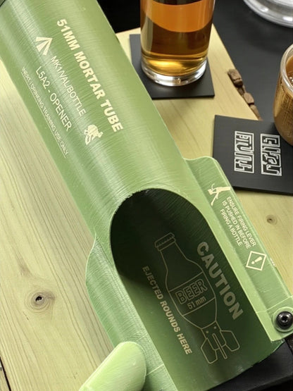 🍾51mm Beer Bottle Mortar Bottle Opener – Novelty Cap-Launching Desk & Bar Accessory