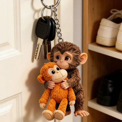🐵3D Viral Punch Monkey Keychain with Gifts Coin💕- Emotional Gift for Animal Lovers, Family, Friends, Loved Ones🎁
