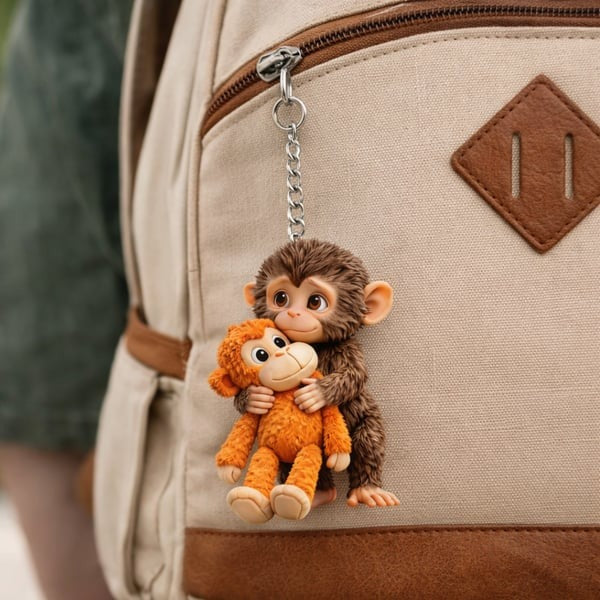 🐵3D Viral Punch Monkey Keychain with Gifts Coin💕- Emotional Gift for Animal Lovers, Family, Friends, Loved Ones🎁