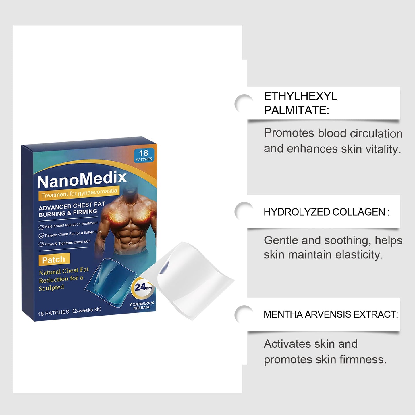 🏆20K+ SOLD LAST WEEK! 🌿CHEST FAT BURNING FIRMING PATCH (Set of 18)-8JX3