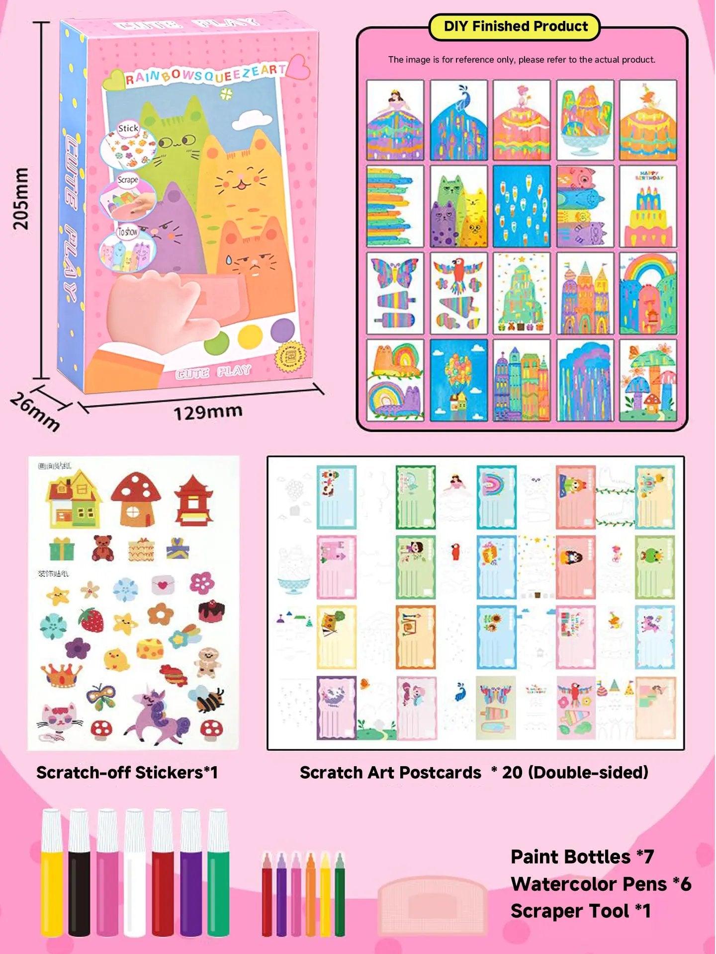 Rainbow Squeeze Art Kit - Creative Scratch & Color Art Set for Kids