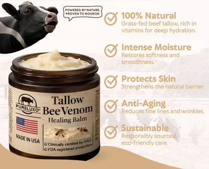 【70% OFF Ends Today】Pureluxo® 🐄Tallow Bee Venom Healing Balm（Targets Bumps, Wrinkles & Stressed Skin — Without Steroids）