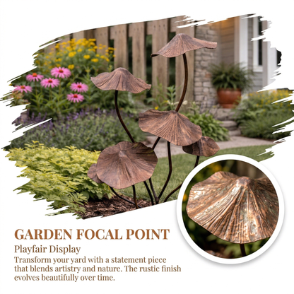 Rustic Iron Mushroom Garden Stake Décor for Yard, Porch & Planters