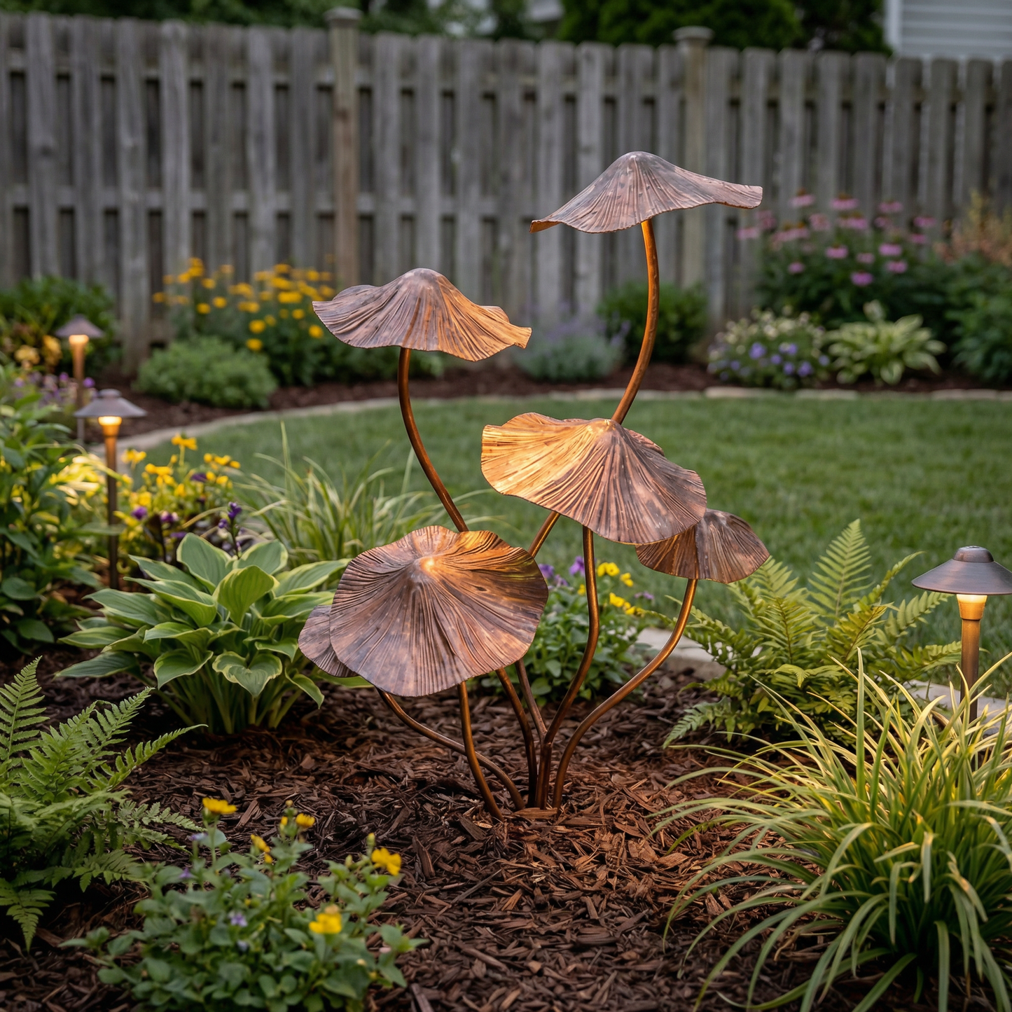 Rustic Iron Mushroom Garden Stake Décor for Yard, Porch & Planters