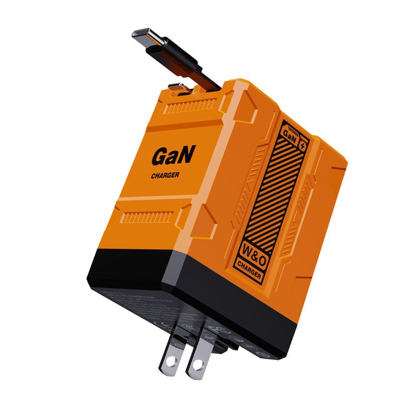 2-in-1 GaN PD3.0 Charger with Retractable Cables（Plug specifications: US standard plug）