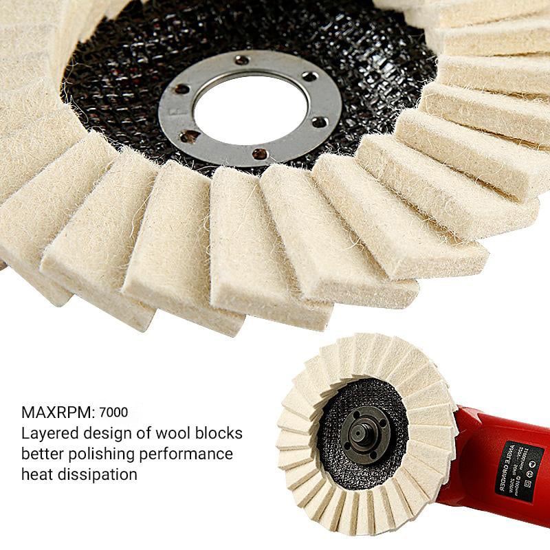 3PCS 5-Inch Wool Flap Polishing Wheels for Angle Grinders
