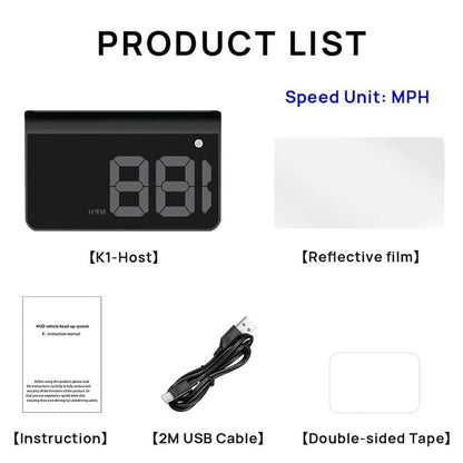 🚗 Head-Up Display Car GPS Digital Speedometer – HUD for Cars, Trucks & Motorcycles