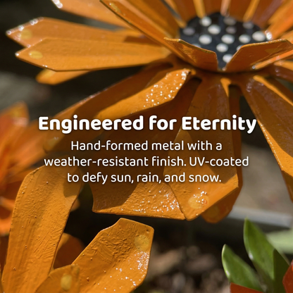 Handcrafted Metal Zinnia Flower Garden Stake