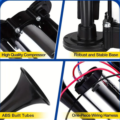 2026 Upgraded 12V 130DB Dual-Tone Air Horn Kit