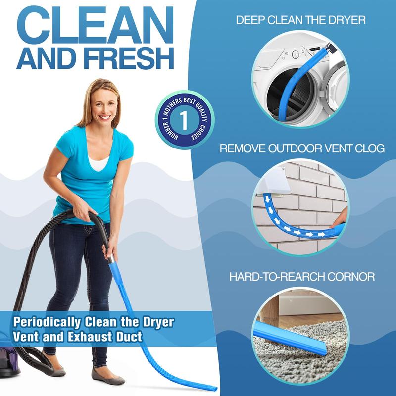 Essential Dryer Vent Cleaner Kit Dryer Lint Vacuum Attachment with Stretch Universal Connector